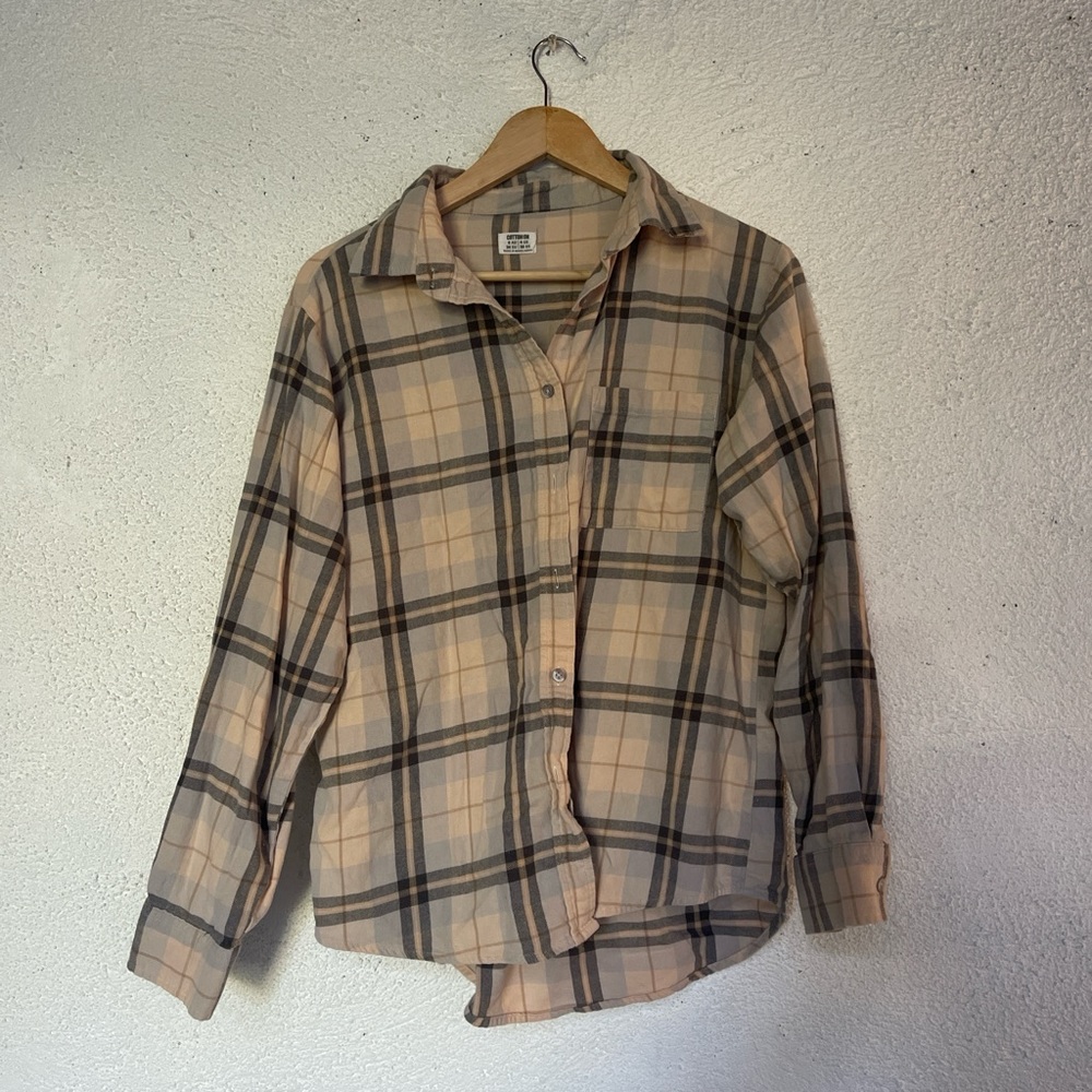 Tan striped flannel